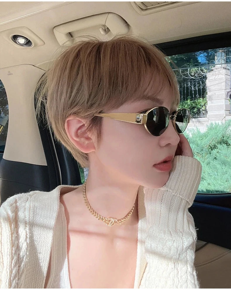 New Sunglasses For Women And Men UV400 Sun Glasses Alloy Oval Eyewear