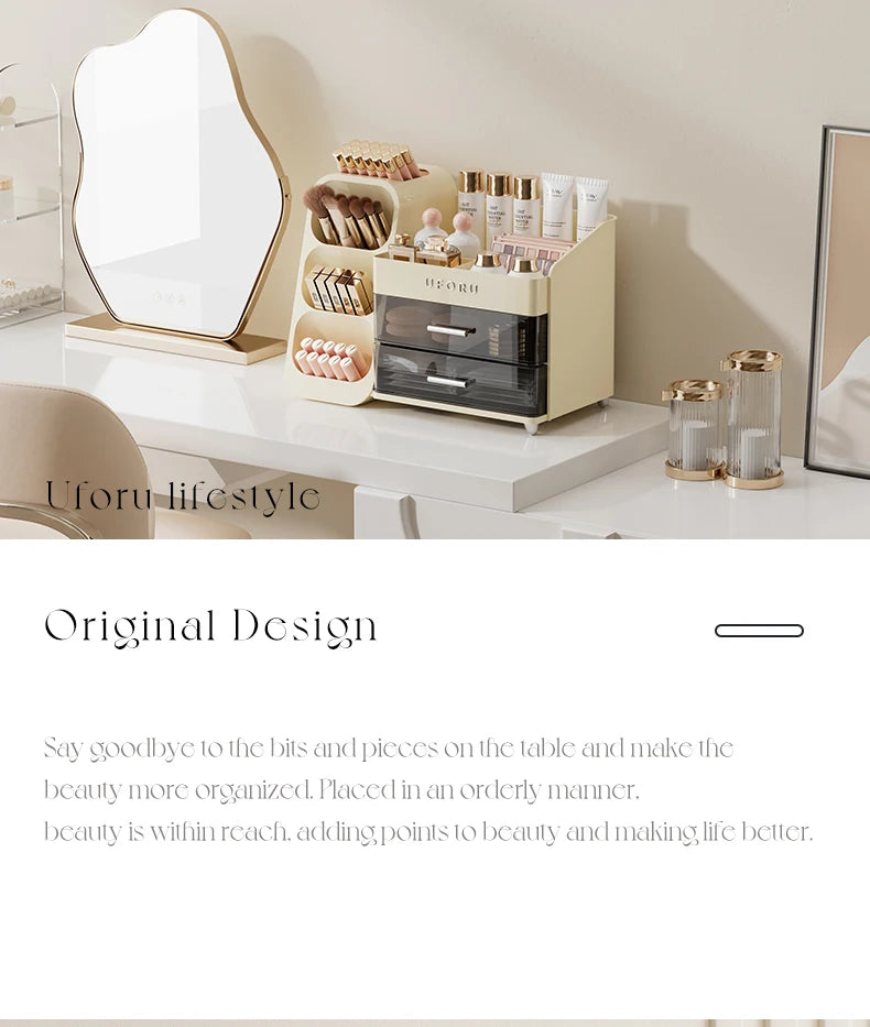 Cosmetics storage box Home dressing table advanced sense large capacity lipstick skin care multifunctional points Shelf