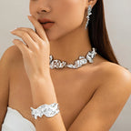 3Pcs Exaggerate Heavy Metal Liquid Irregular Necklace Vintage Statement Pleated Choker Women's Steampunk Jewelry Sets