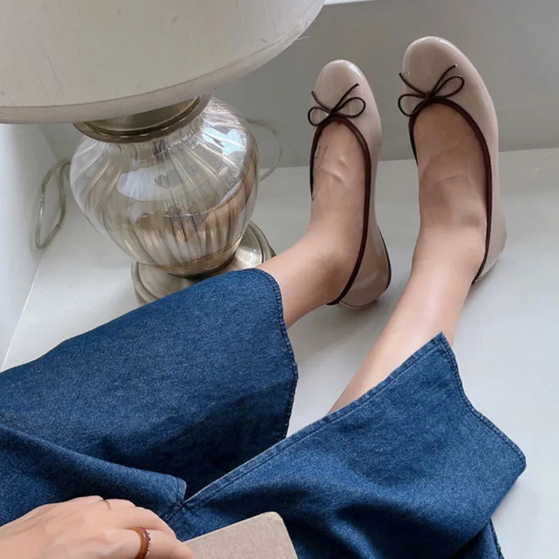 Shallow Female Soft Round Toe Ladies Flats With Shoes Slides Footwear Fashion Butterfly-Knot Women Ballet Flats Dance Shoes