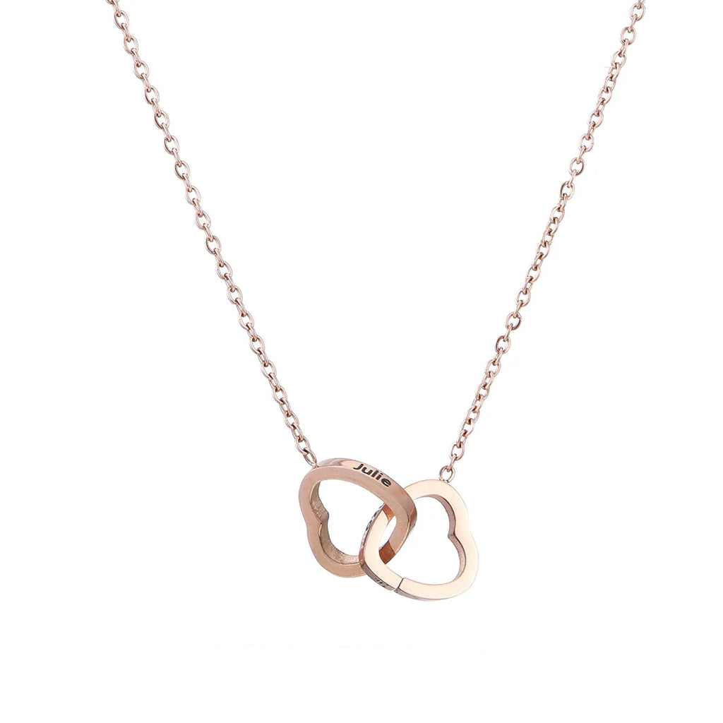 Christmas Custom Name Heart Necklace Creative Castle Double Door Jewelry Box Eternal Rose for Girl Wife Valentine's Day Gifts