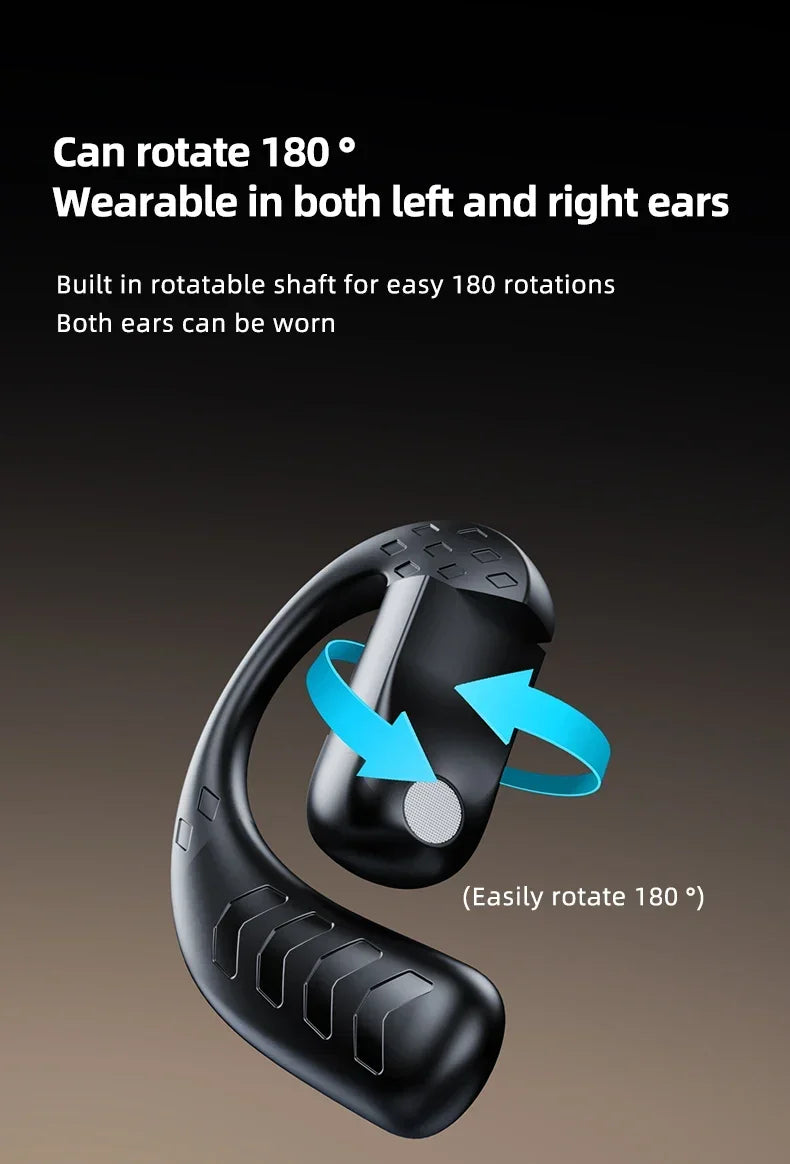 Handsfree Headset Bluetooth Noise Canceling Sports Waterproof Compatible HiFi Stereo Ear Hook Wireless Single Earphone Driving