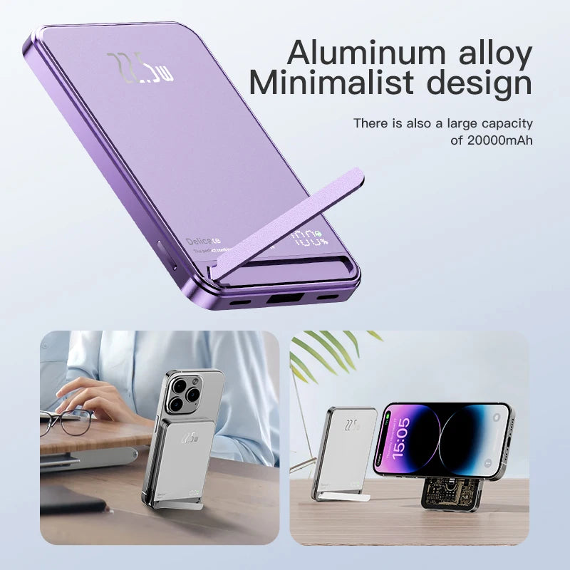 2024 New High quality aluminum alloy Power Banks Backup Battery Macsafe Powerbank Magnetic Wireless Phone Charger