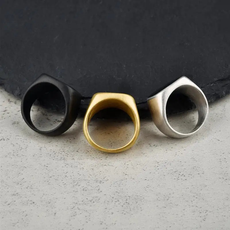 Jiayiqi Men's Ring Punk Rock Frosted 316L Stainless Steel Signet Ring For Men Hip Hop Party Jewelry Male Wedding Ring size 7-13