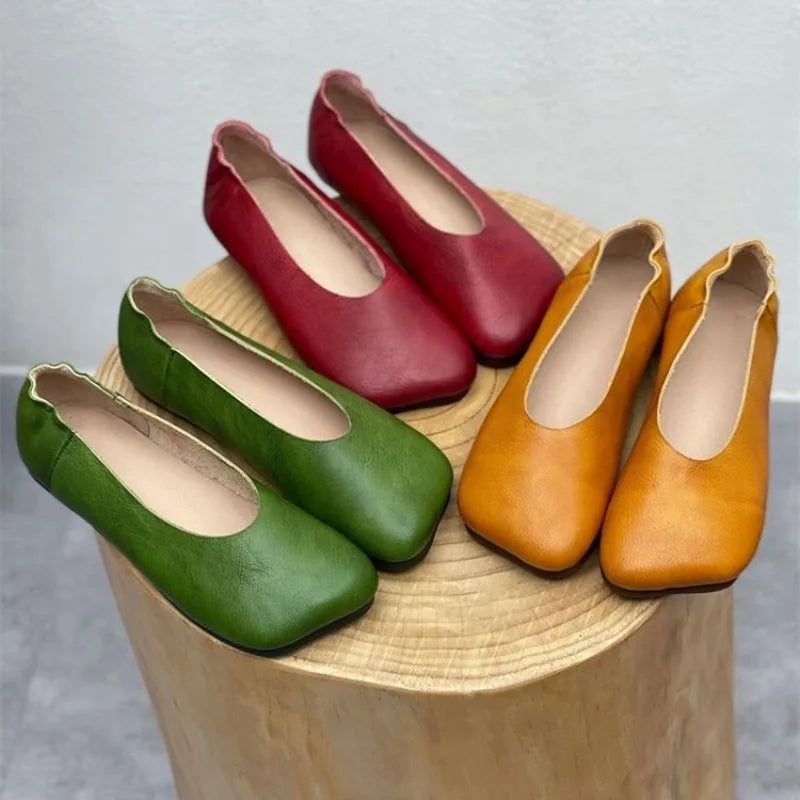 Women Flats 2024 New Spring Autumn Fashion Casual Solid Color Loafers Shoes Square Toe Lolita Shoes Sneakers Zapatillas De Mujer