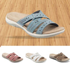 Women's Sandals,Summer Woman Orthopedic Comfy Premium Round Toe Sandals Hollow Out Hook-And-Loop Design,Flat Shoes Sandalias