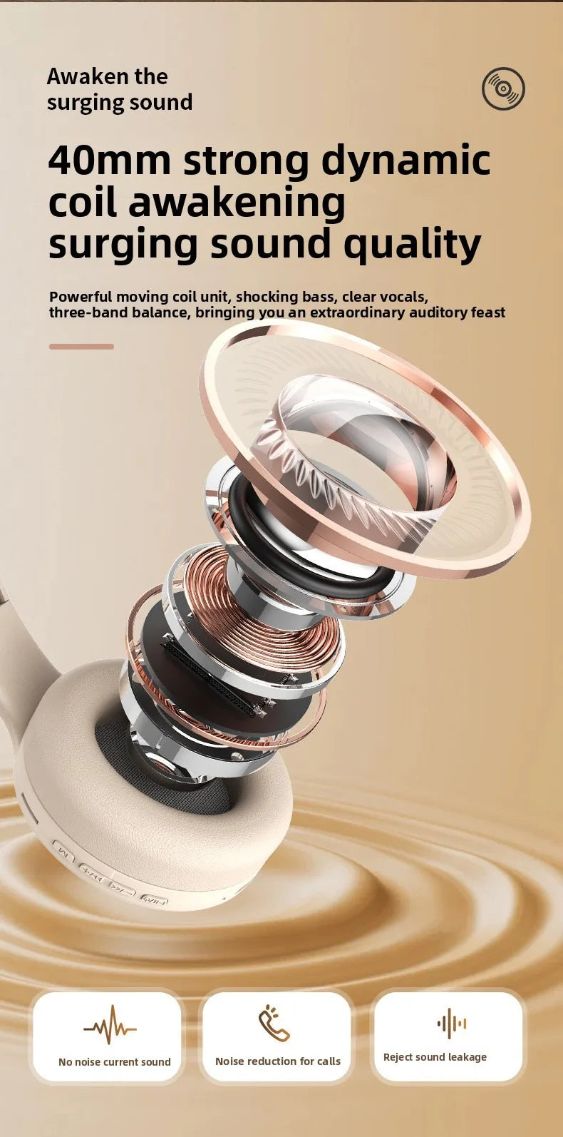 Wireless Bluetooth Headphones Over Ear HIFI Stereo Headsets Noise Reduction Sports Gaming Earphones Music Player with Mic gifts