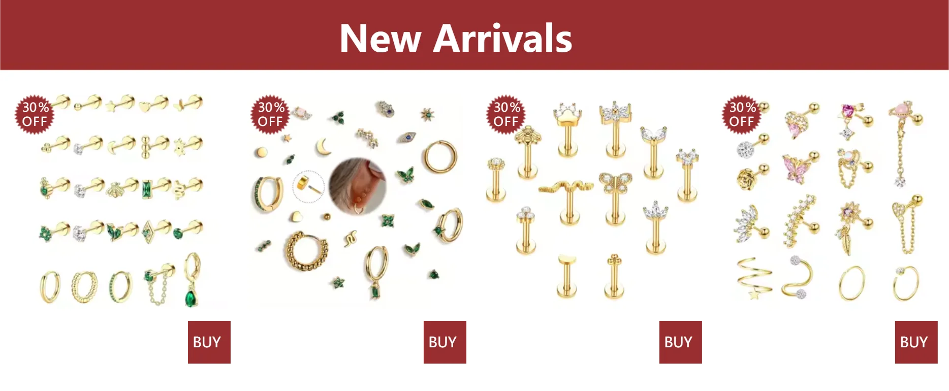 Bobisty 1PC Stainless Steel Cartilage Earring Stud for Women Flower Heart Hypoallergenic Screw Back Earrings Piercing Jewelry