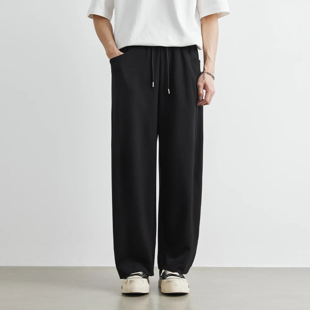 Men's American Fashion Casual Pants 2025 Summer New Style Solid Color Loose Drag Sweatpants Sports Straight Trousers Men's Wear