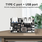 Single Lithium Battery Charger Board TYPE C + USB A 5V 2.4A Charger Discharger Module Supports Charging And Discharging