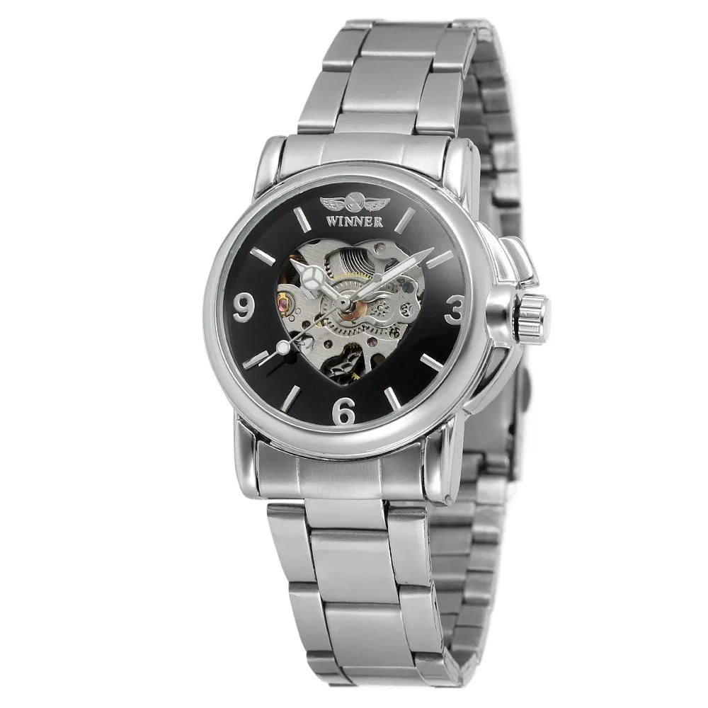 Women's Automatic Mechanical Watch - Luxurious Gold Skeleton Dial with Luminous Hands, Stainless Steel Strap, Non-High-Quality Everyday Watch Suitable for Formal and Casual Events - Ideal Gift for Women on Christmas, Birthday