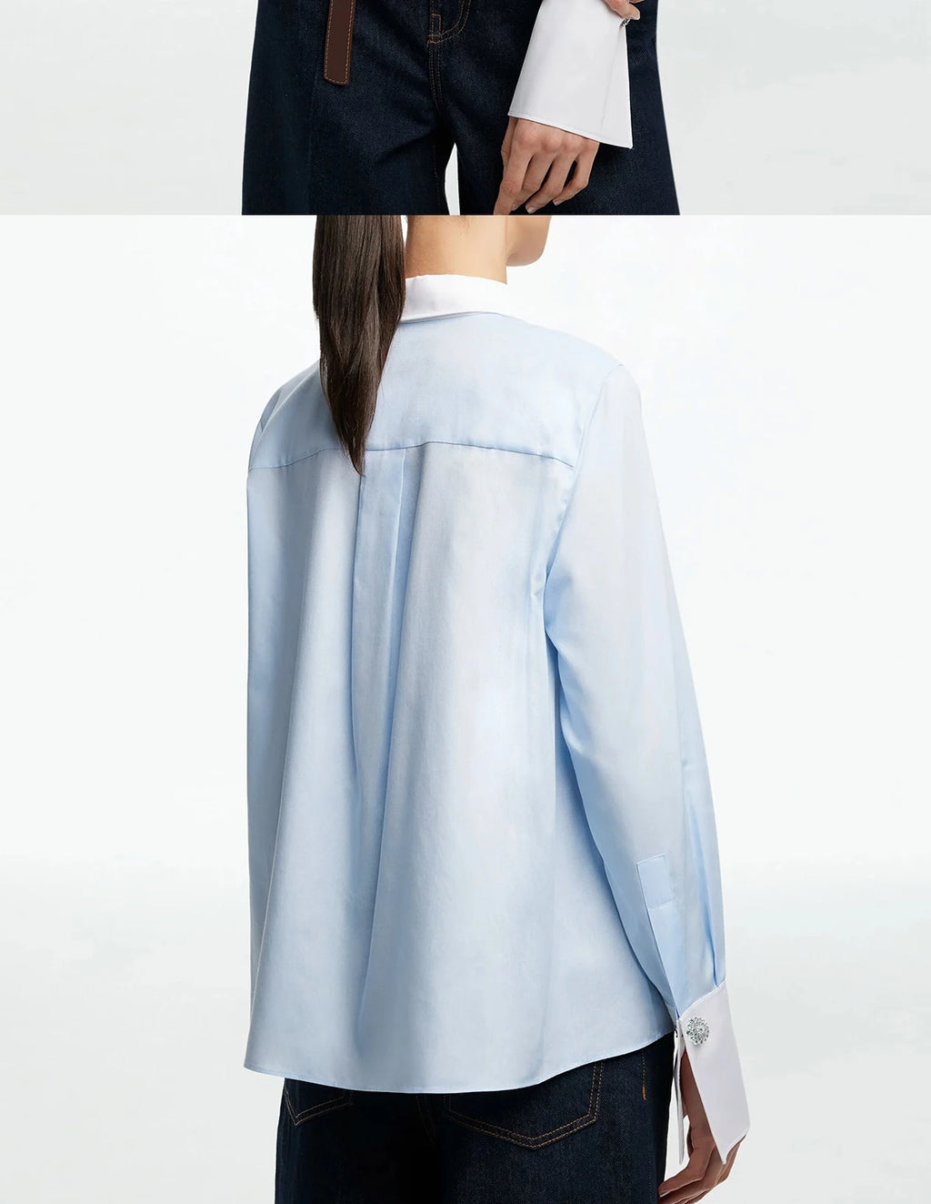 Simple New Women's Shirt Splicing Design Embroidery Flowers Elegant and Versatile Spring and Summer Striped Women's Tops