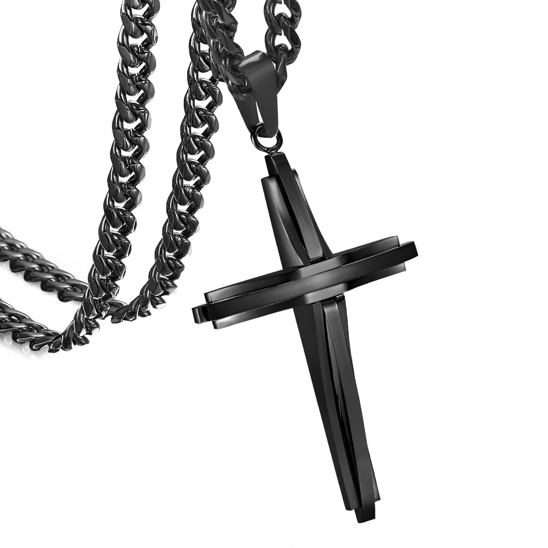 Vintage Cross Pendant Necklace Punk New Design Classic 316L Stainless Steel Curb Chain Men Women Necklace Jewelry