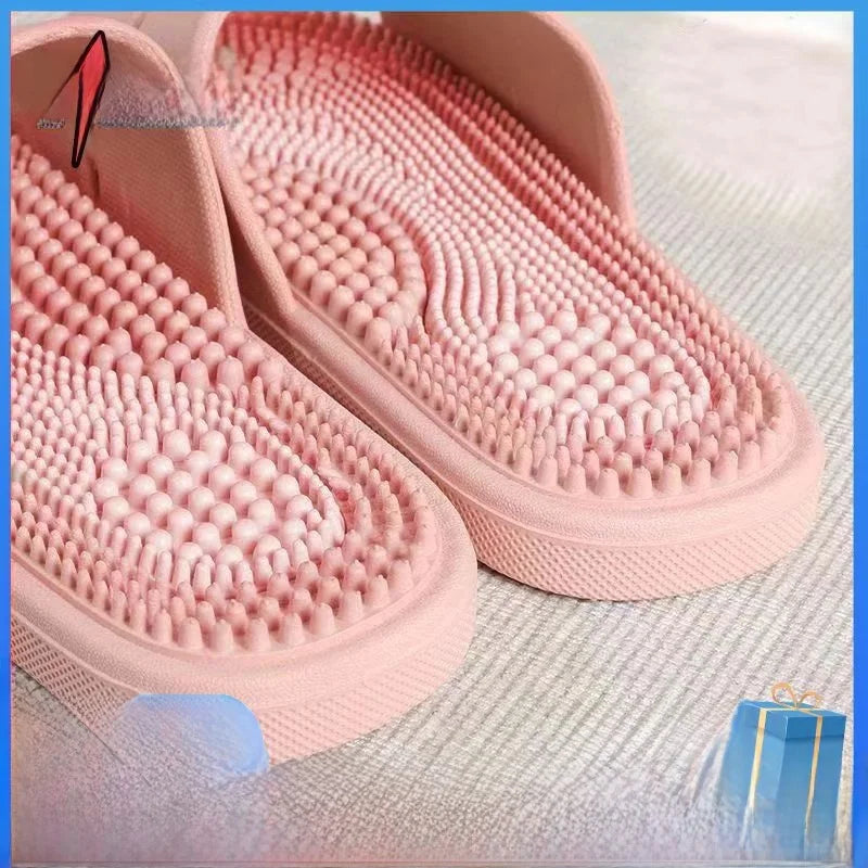 Men's Massage Slippers Anti-Slip Indoor Home Batoom Bathing Sandals Simple Sle PVC Material Comfortable Summer Slippers