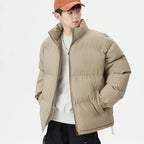 Autumn and Winter  Dopamine  Cotton  Jacket, Men's Stand-up Collar Coat, Men's  Thick Pure Color Warm Cotton Jacket, Cotton Coat
