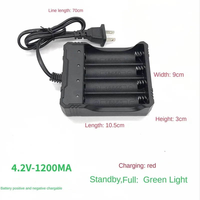 For 18650 Battery Charger 4 Chargers 4 Slot Wire Charger Intelligent Fast Charging for 18650 Li-Ion Battery Flashlight Battery