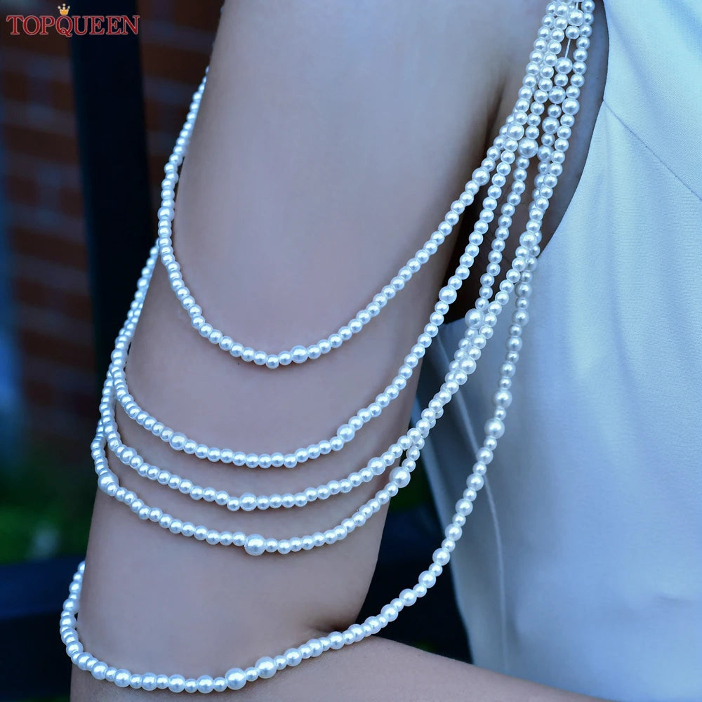 TOPQUEEN SG04 Jewelry Bride Wedding Accessories Crystal Tassel Pendant Necklace Women's Bolero Shawl Dress Shoulder Decoration