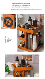 Wooden cosmetics rotating storage rack, can hold small items and cosmetics, suitable for bedrooms, dressing tables,and bathrooms