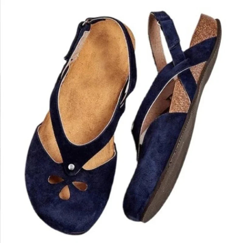 2023Women Sandals Summer Ladies Girls Comfortable Ankle Hollow Round Toe Sandals Woman Soft Beach Sole Female Shoes Plus Size
