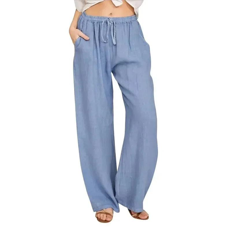 Pajama Pants Women Fashion Premium Lazy Style Casual Pants Loose Trend Straight Wide Leg Long Pants Solid Color Lounge Pants