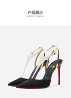 Women's Sandals Summer Pointed Toe Red Shiny Bottoms Stiletto High Heels Luxury Designer High Quality Pumps Elegant Woman Shoes