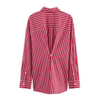 Women's shirt new striped silk loose shirt autumn fashion design women's casual top