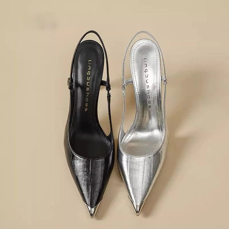 Women High Heels Sandals Pointed Toe Shoes Sexy Slingback Woman Slippers Summer 2025 Trend Designer Dress Pumps Sandalias Mujer
