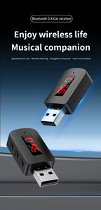 Bluetooth 5.4 Car Transmitter Receiver Handsfree Call Car Kit Mini USB Power Auto Wireless Audio Adapter For Fm Radio