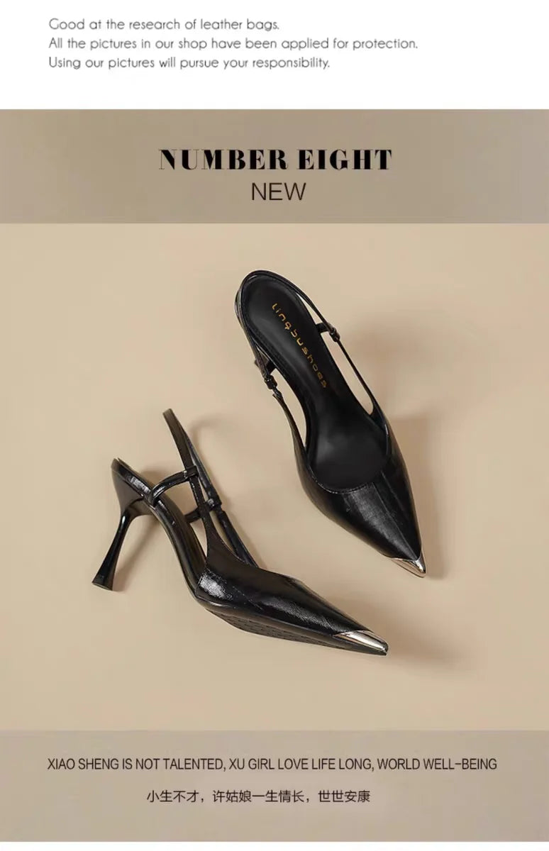Women High Heels Sandals Pointed Toe Shoes Sexy Slingback Woman Slippers Summer 2025 Trend Designer Dress Pumps Sandalias Mujer