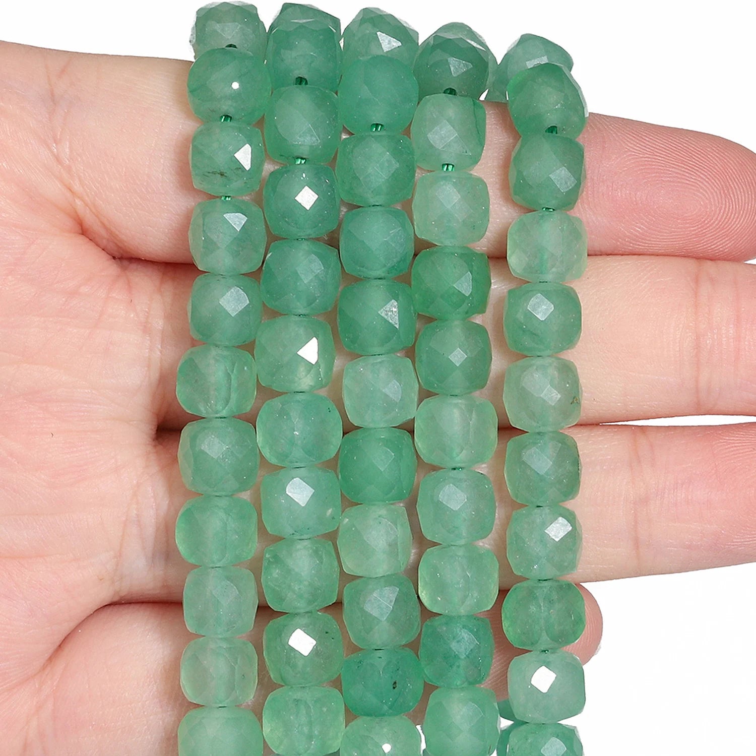 7-8mm Faceted Cube Beads Tourmaline Picture Jasper Agate Turquoise Amethyst Stone Beads for Jewelry Making Diy Accessories