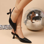 Simple Black Pointed Toe Sandals Women 2025 Summer Slingbacks High Heels Pumps Woman Thin Heeled Ladies Office Shoes Footwear