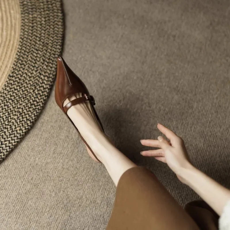 Women's Sandals 2025 Fashion Elegant Sexy Ladies Shoes Buckle Strap High Heels New Office and Career Retro Closed Toe Sandals