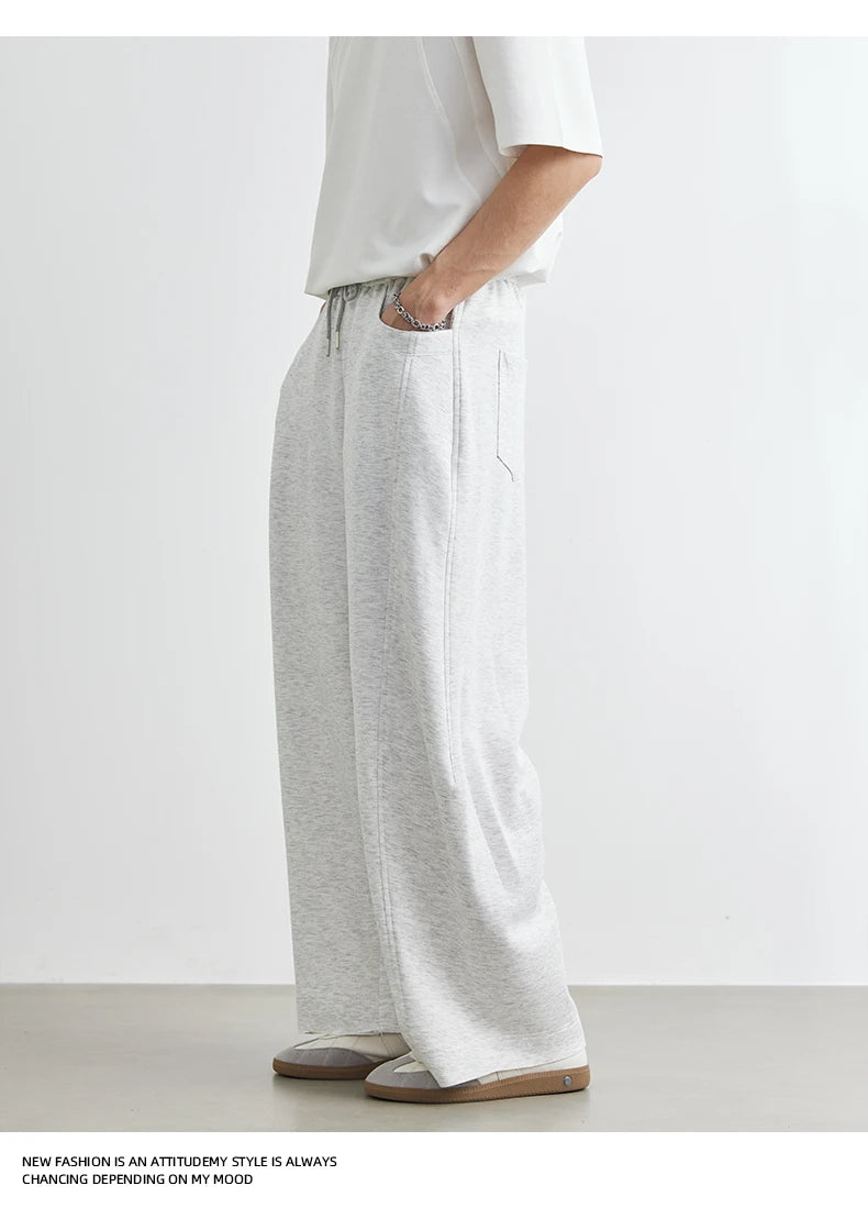 Men's American Fashion Casual Pants 2025 Summer New Style Solid Color Loose Drag Sweatpants Sports Straight Trousers Men's Wear