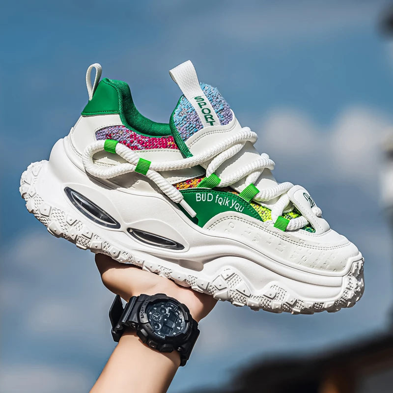 Men's Shoes 2025 Thick Sole Height Increasing New Breathable Trend Fashionable and Versatile Casual Sports Comfortable Trend