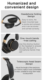 Hifi Wireless Headphones 9D Heavy Bass Surround Stereo Bluetooth Earphones Foldable Adjustable Support TF Card/AUX Play With Mic