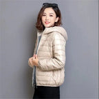 Glossy Winter Down Cotton Jacket 2024 Women Cotton-Padded Coat New Casual Ultra Light Hooded Parkas Short Warm Coat Female