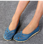 Women Flats Genuine Leather Fashion Soft Shoes Women Hollow Designer Shoes Slip On Ballet Flats Oxford Shoes Woman Plus Size