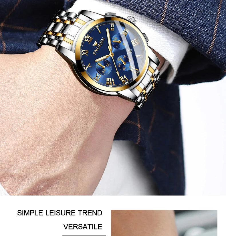 BINBOND 2pcs/Set Couple Watches Fashion Casual Men Ladies for Quartz Watch Lover Waterproof Stainless Steel Watch Valentine Gift