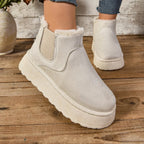 Winter Women Short Plush Warm Snow Boots Casual Shoes  New Suede Fur Chelsea Ankle Boots Flats Platform Ladies Shoes Botas