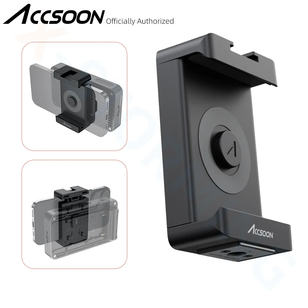 Accsoon accessories mobile phone holder supports Seemo, Seemo pro, Seemo 4K, with cold shoe interface and screw port