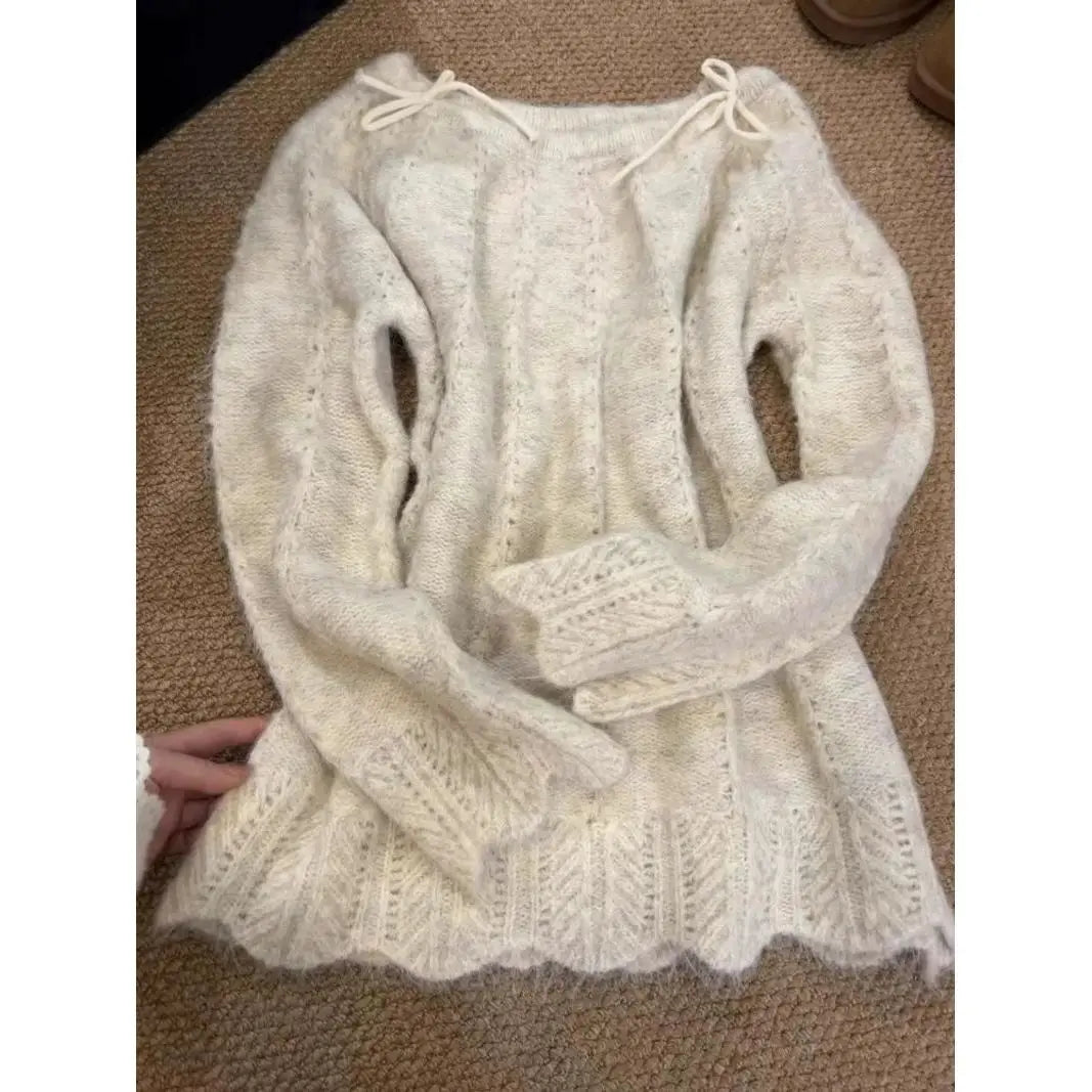 Winter Woman Korean Fashion Cute Pullover Sweet 2000s Sweater Elegant Oversize Knitwears Designer Aesthetic Chic Female Autumn