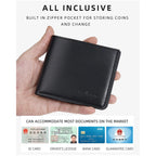 Men's PU Wallet, High - Quality Leather - Like, 6 Magnetic Slots + 1 Banknote Slot, Zipper Coin Pocket, ID Card Window