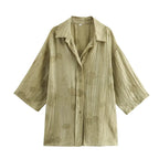 Women Print Long Pants Sets For Women Lapel Half Sleeve Single Breasted Shirts + High Waist Lace-Up Wide Leg Pants