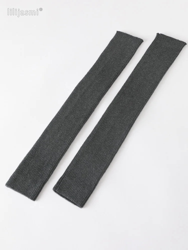 Autumn Winter 40 50 60CM Women's Wool Arm Warmers Knitted Woolen Arm Sleeve Solid Fine Long Knitted Fingerless Gloves Wholesale