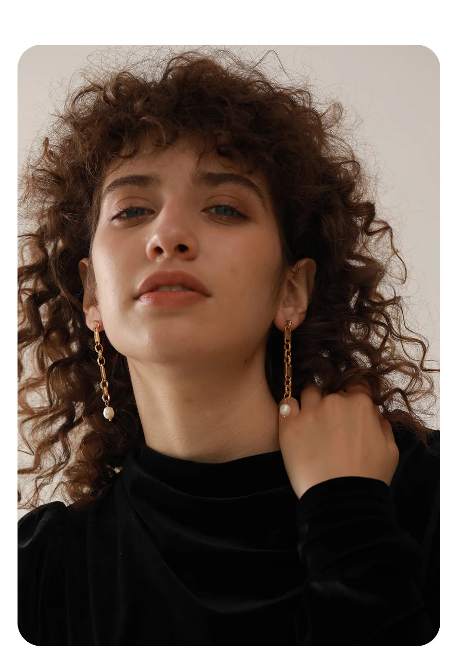 Yhpup Long Hanging Stainless Steel Chain Natural Pearl Drop Earrings Dangle Fashion Party Geometric Charm Temperament Jewelry