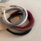 Winter milk white narrow edge hairband for Women Simple ,fresh solid-color fabric Versatile high-crown headband hair accessory