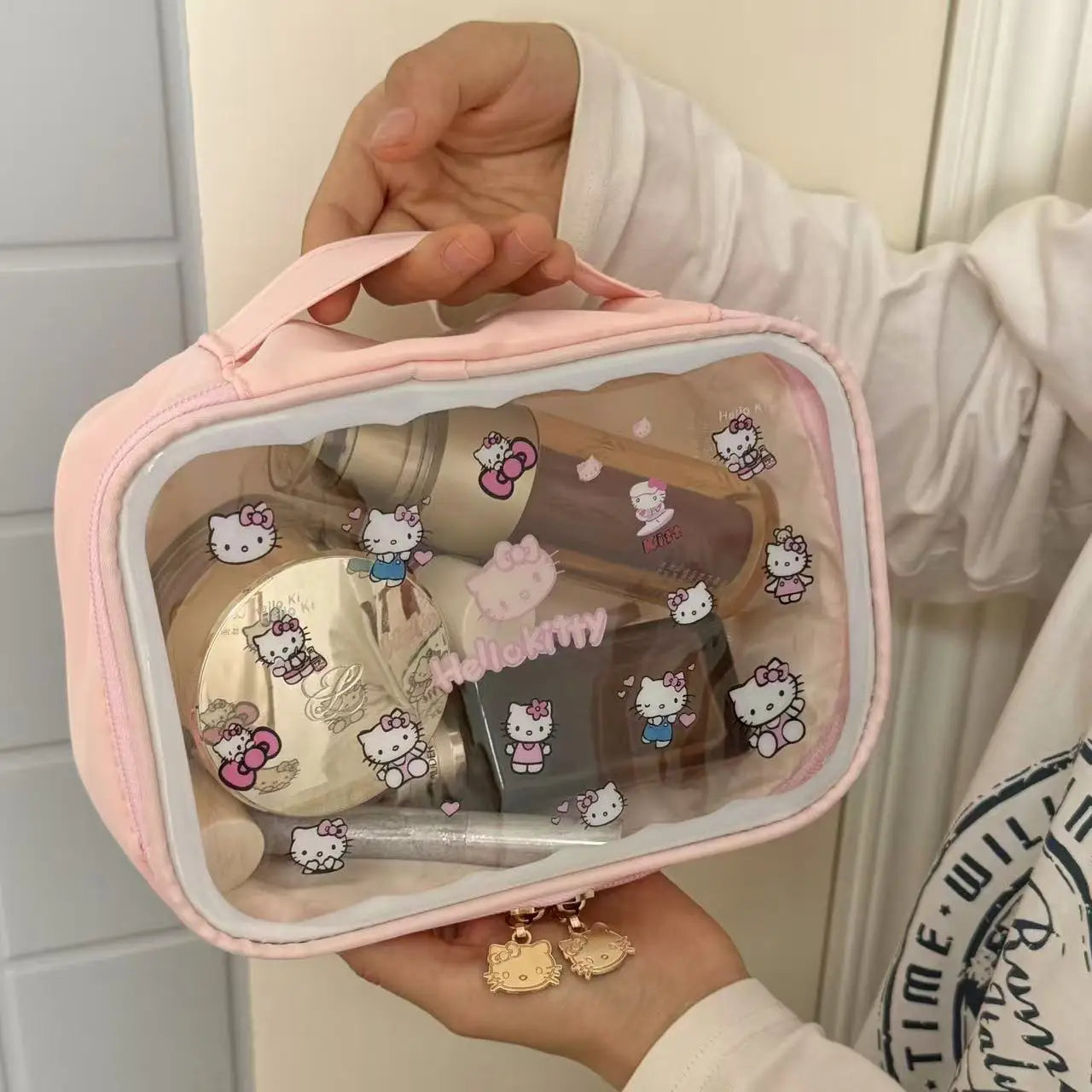 Cute Cat Makeup Bag Large Capacity Travel Toiletry Pouch Cosmetic Organizer Carry Case