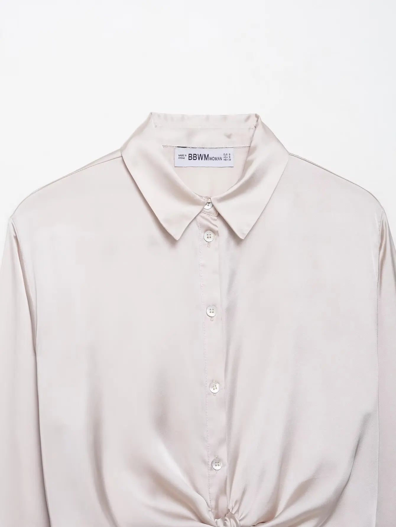 Women Satin Knot Shirt Autumn Women's Long Sleeves Women's Shirts Simple Female Button Shirts & Blouses