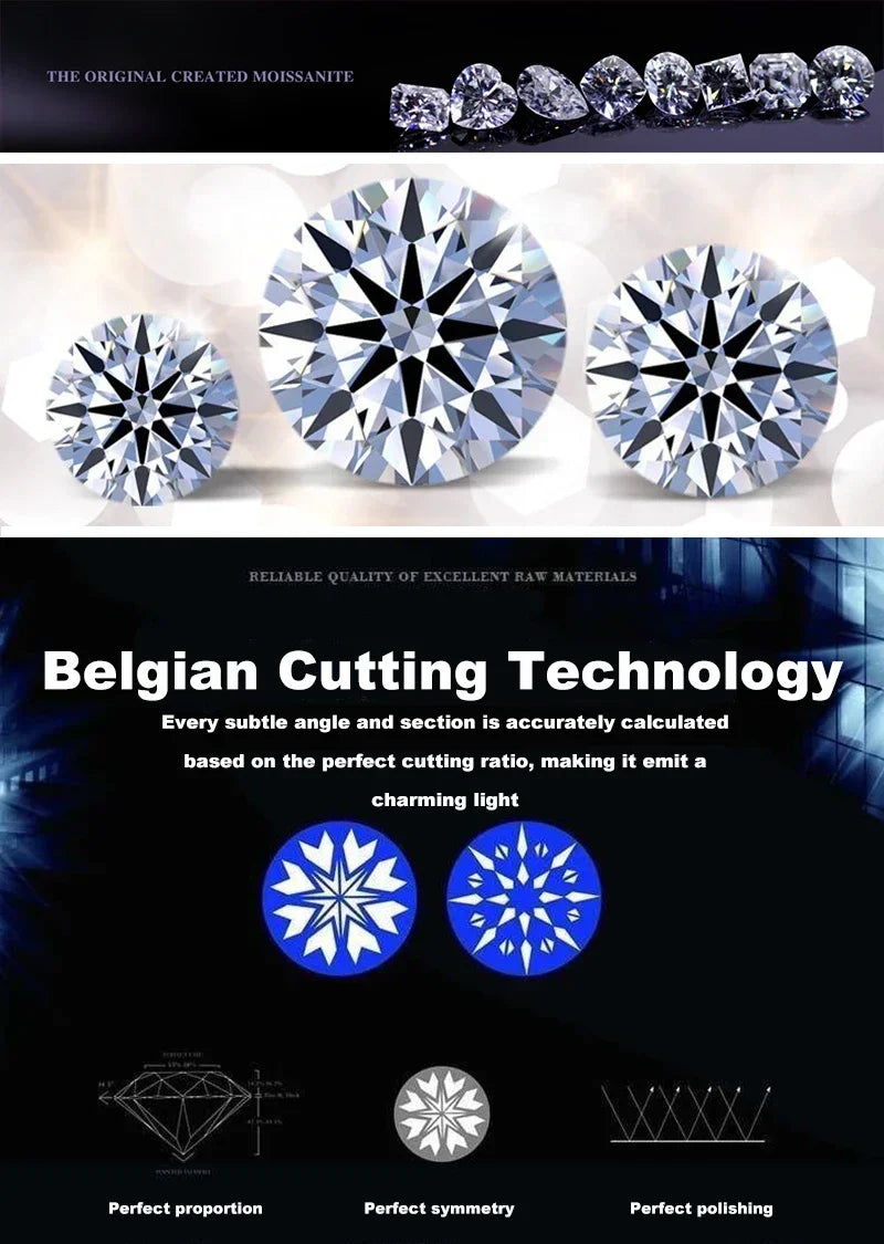 2 Carat Moissanite Drop Earrings Silver Stud Classic Solitaire Jewelry Women's Fashion Diamond Ear fine Jewelry gift