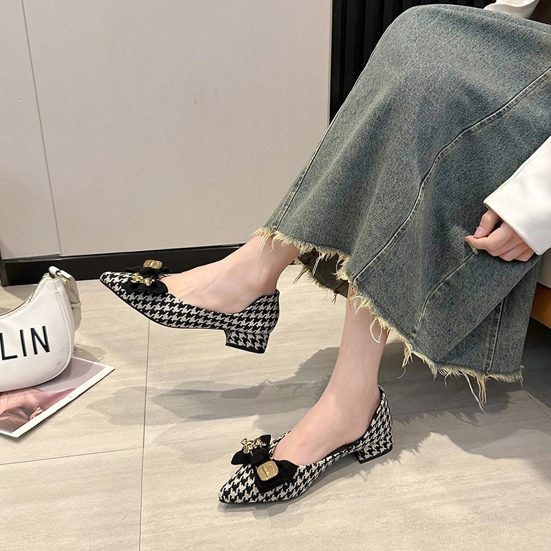 2025 Spring New Woman's Heels Elegant French Style Soft Bottom Anti-slippery Versatile Chic Princess Catwalk Office Single Shoes